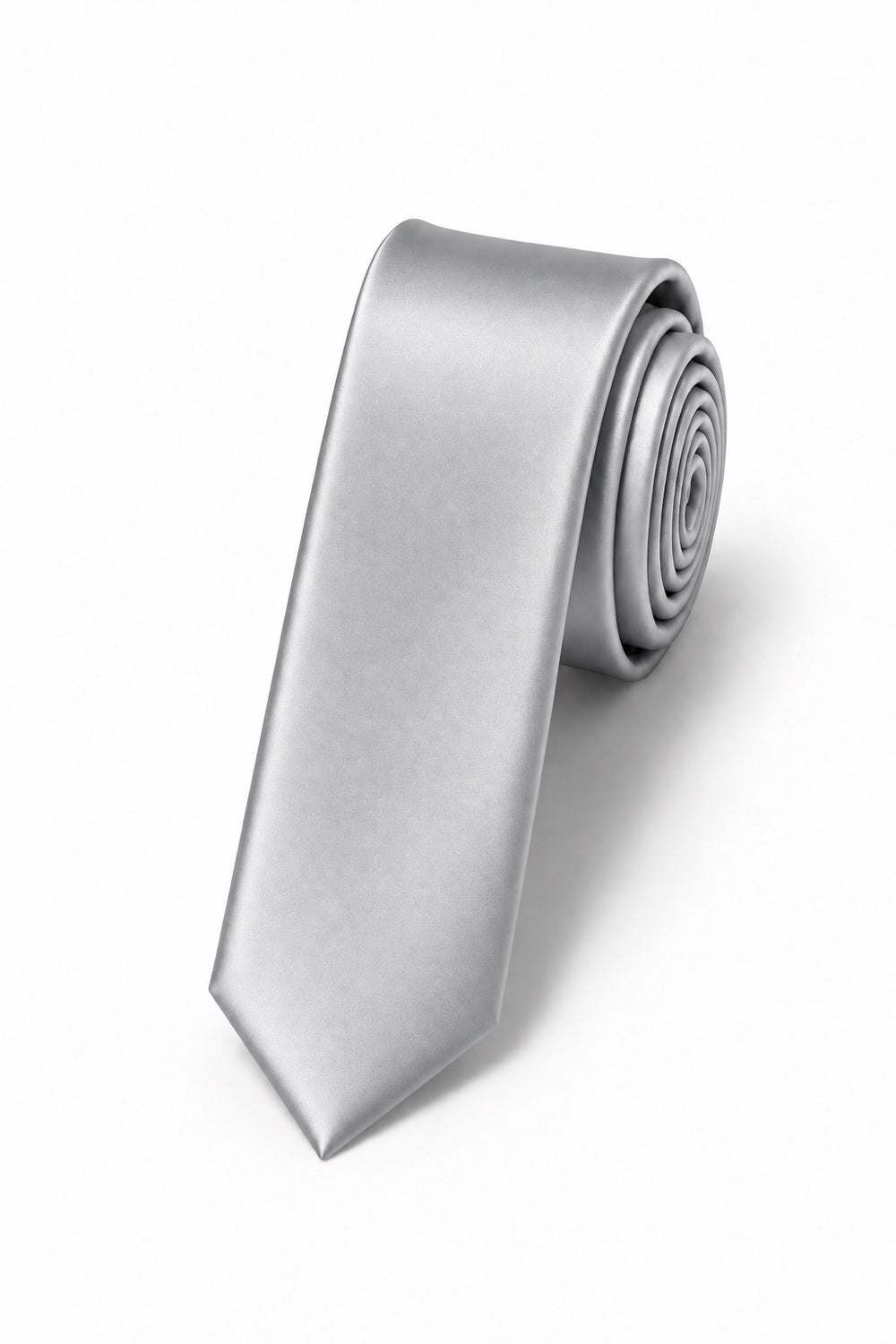 Cardi Silver Luxury Satin Skinny Necktie