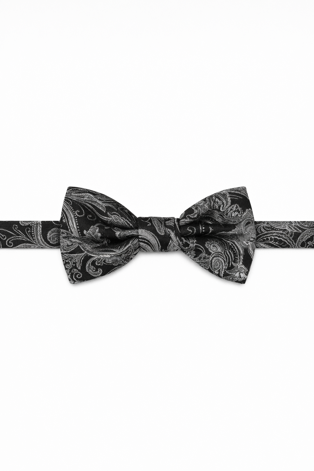 Cristoforo Cardi Pre-Tied Silver Paisley Silk Bow Tie