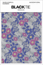 Ted Stanford Silver & Purple & Raspberry Blossom Floral Necktie