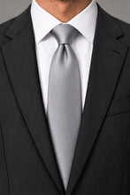 Allure Men Silver Solid Satin Silk Necktie