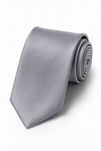 Allure Men Silver Solid Satin Silk Necktie