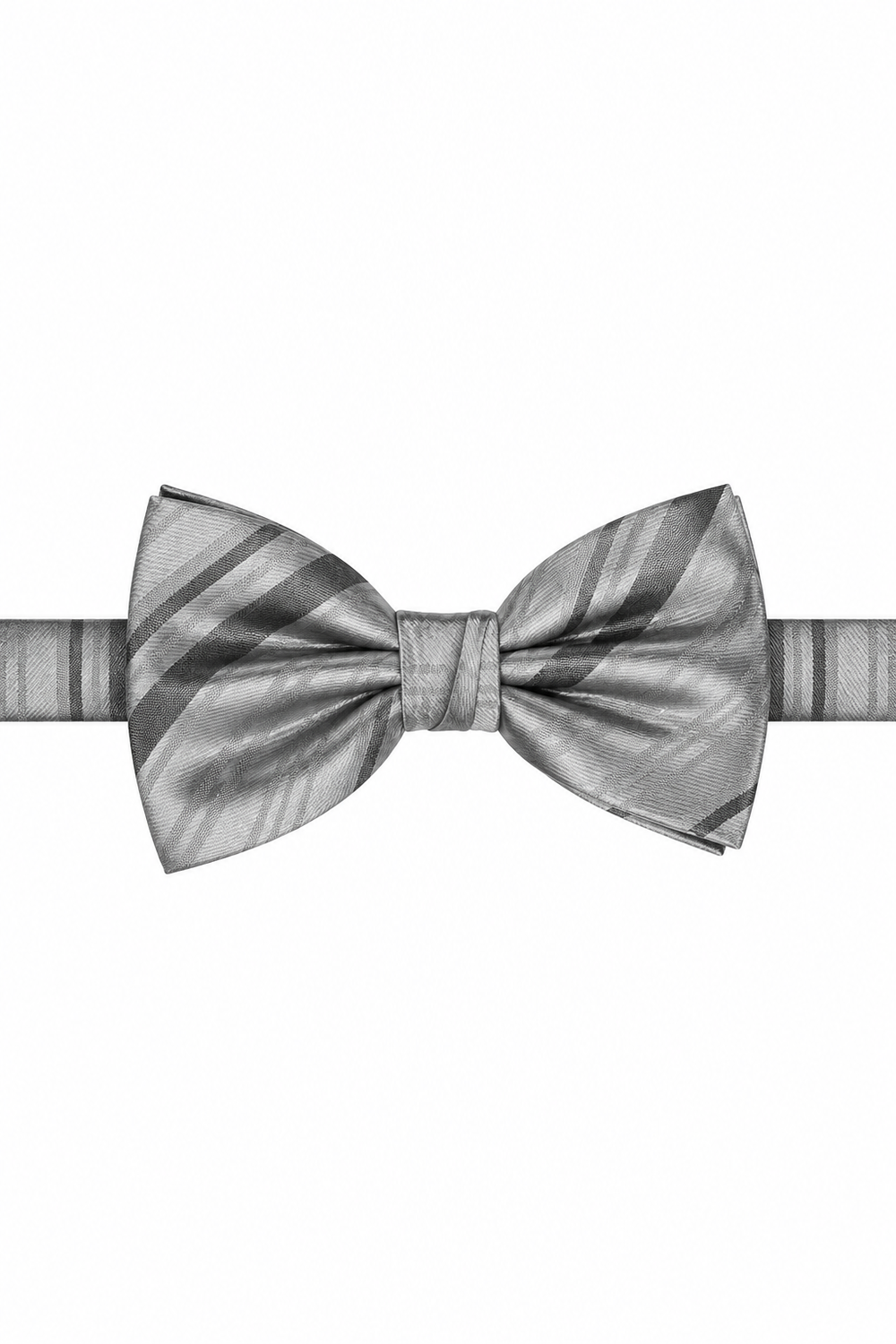 Cardi Pre-Tied Silver Striped Satin Bow Tie