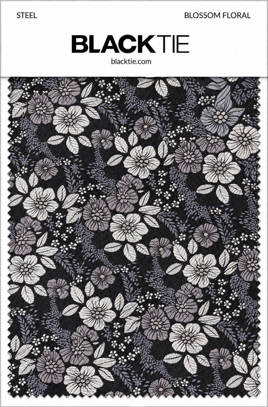 Ted Stanford Steel Blossom Floral Necktie