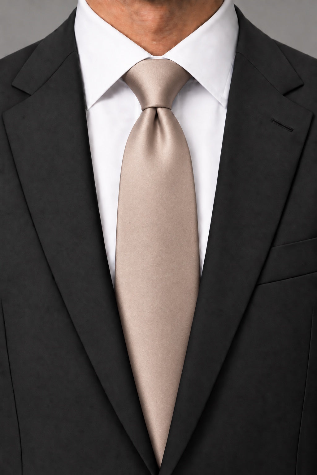 Allure Men Tan Solid Satin Silk Necktie