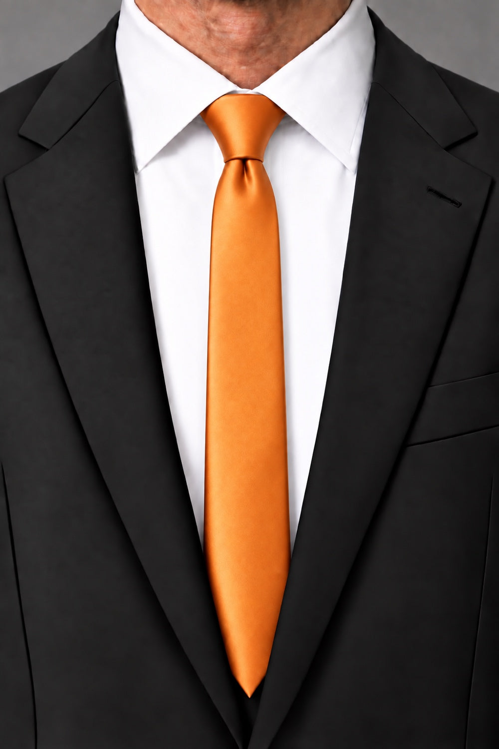Cardi Tangerine Luxury Satin Skinny Necktie