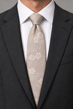 Ted Stanford Taupe & Golden Blossom Floral Necktie