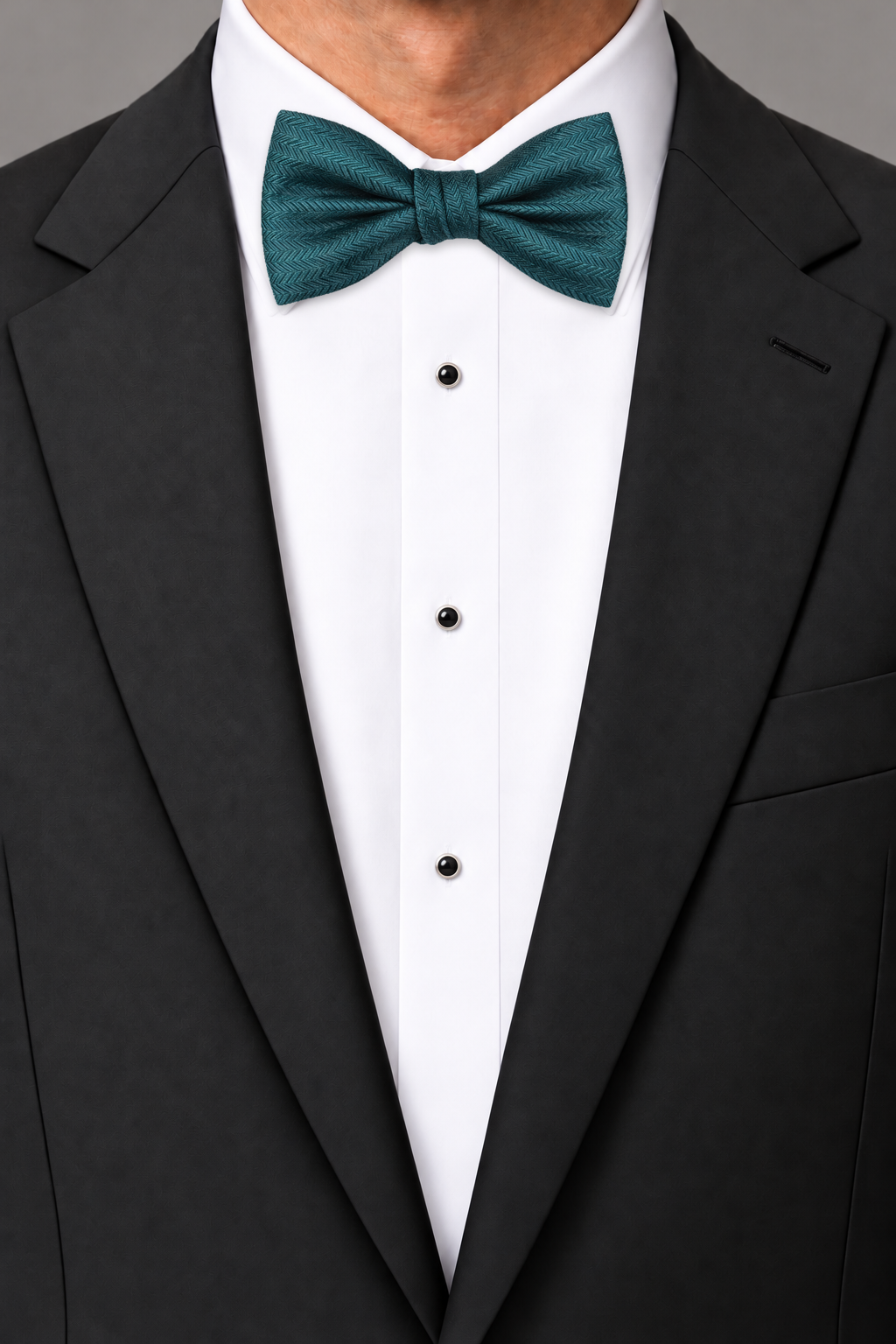 Cardi Teal Herringbone Bow Tie