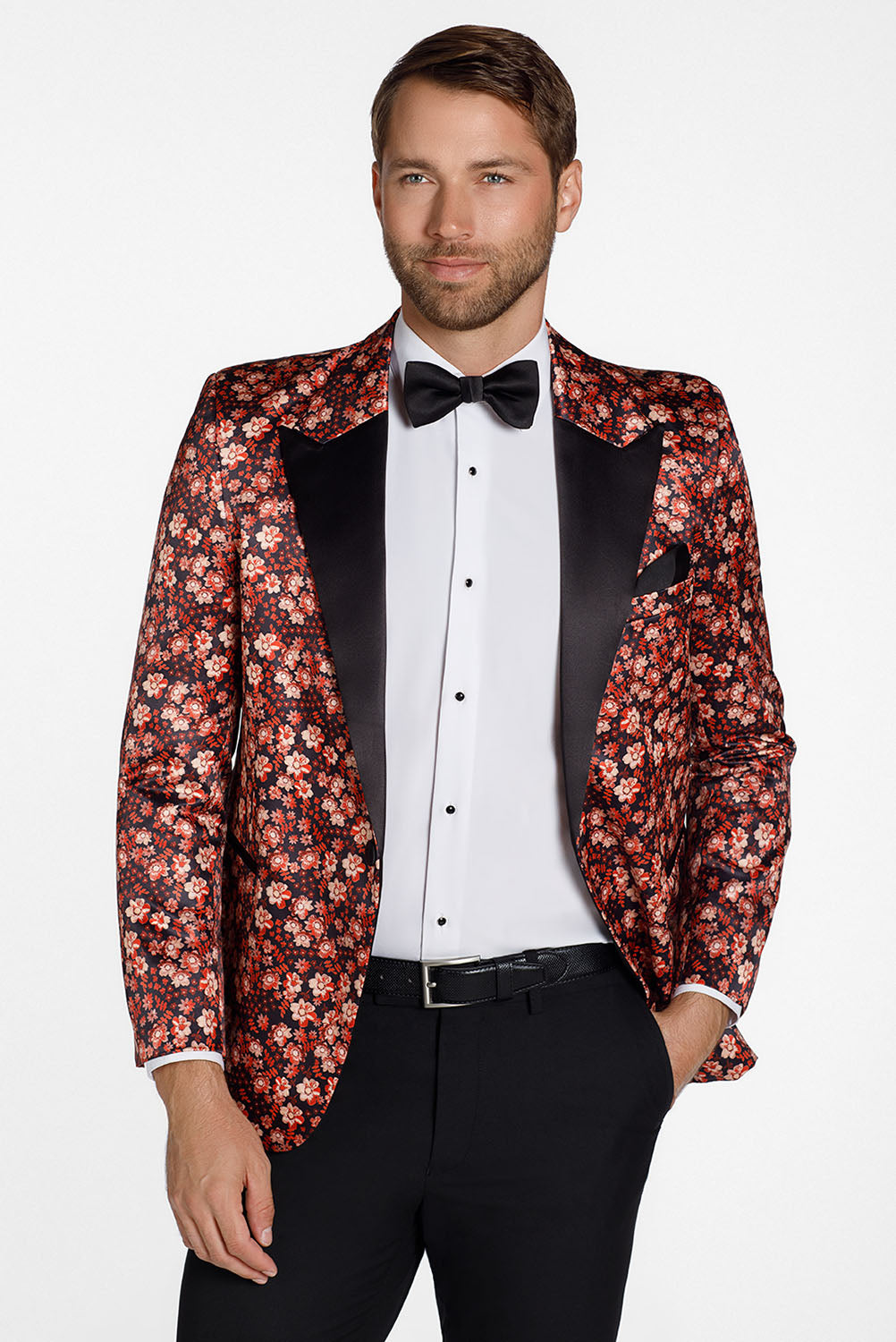 Ted Stanford "Floral Fusion" Burnt Orange Peak Tuxedo Jacket (Separates)
