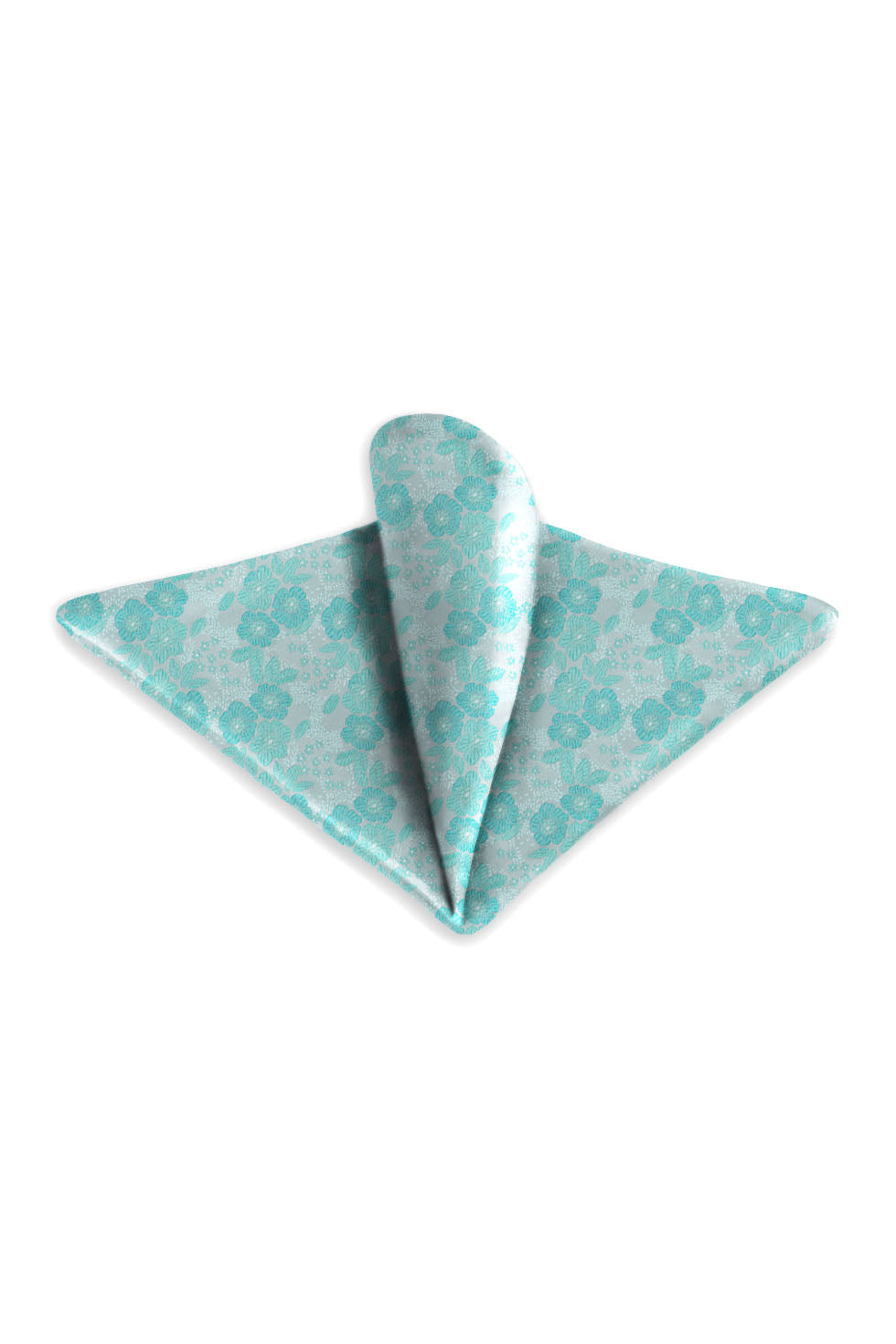 Ted Stanford Aqua Blossom Floral Pocket Square
