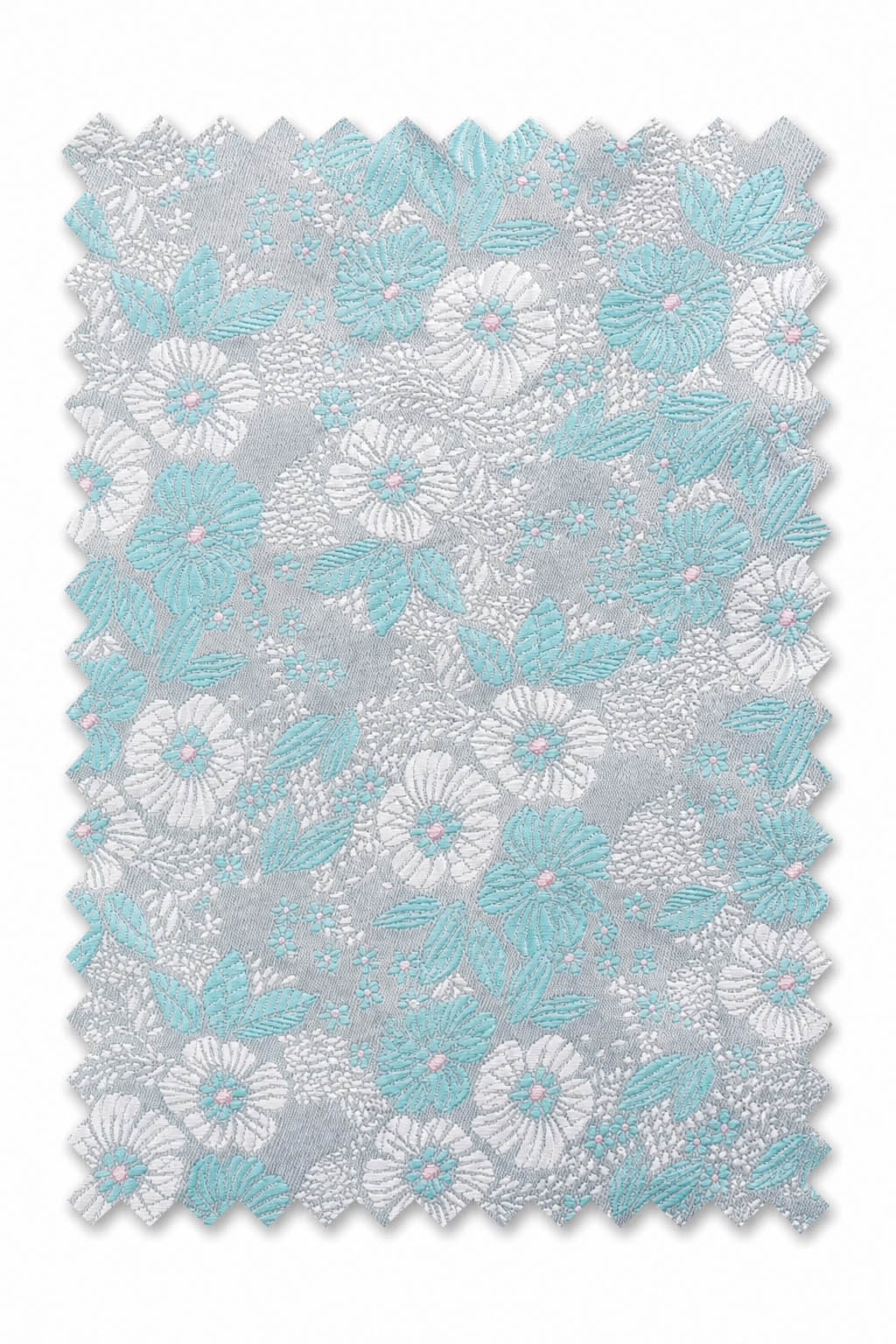 Aqua & Pink Blossom Floral Hand Knot Banded Bow Tie - fabric swatch detail