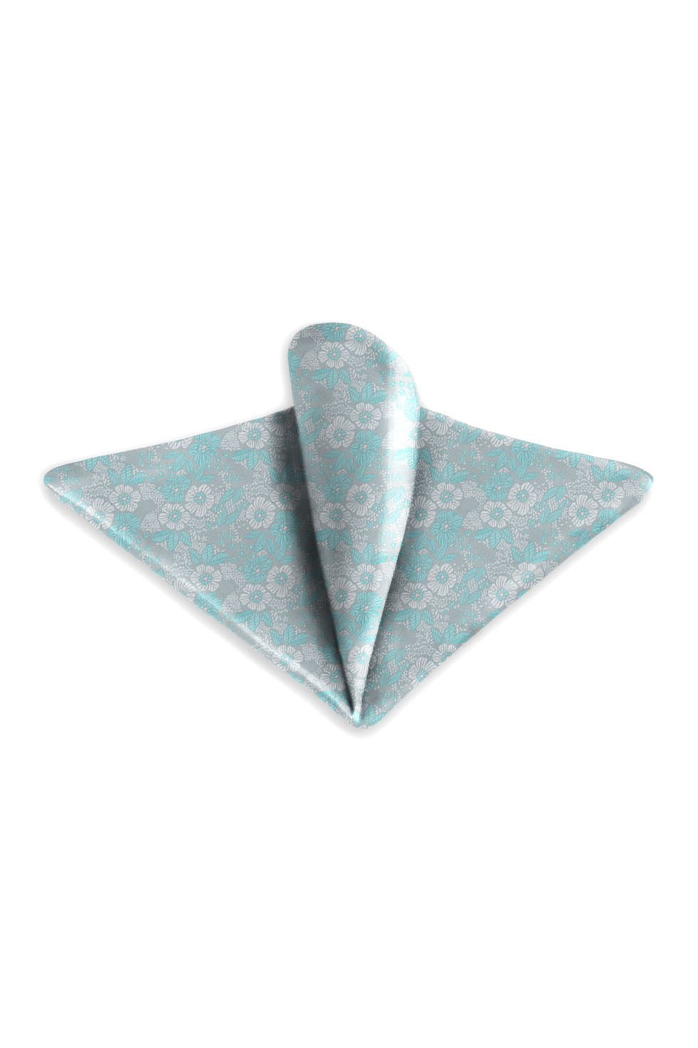 Ted Stanford Aqua & Pink Blossom Floral Pocket Square