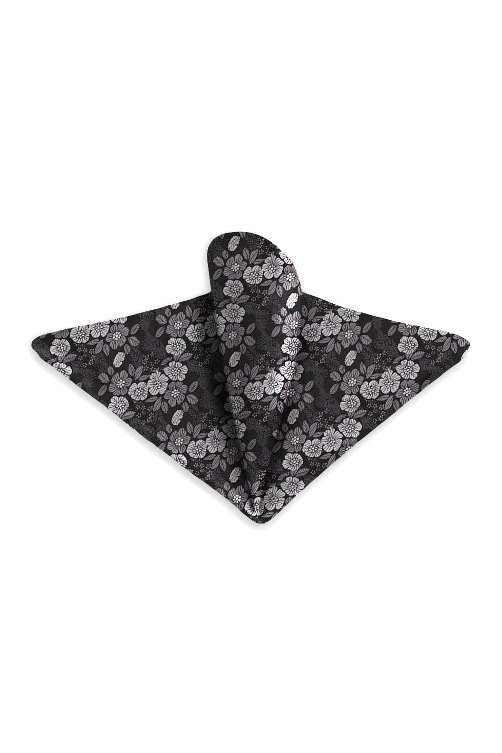 Ted Stanford Black Blossom Floral Pocket Square