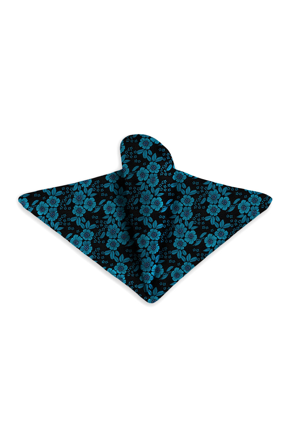 Ted Stanford Black & Royal Blossom Floral Pocket Square