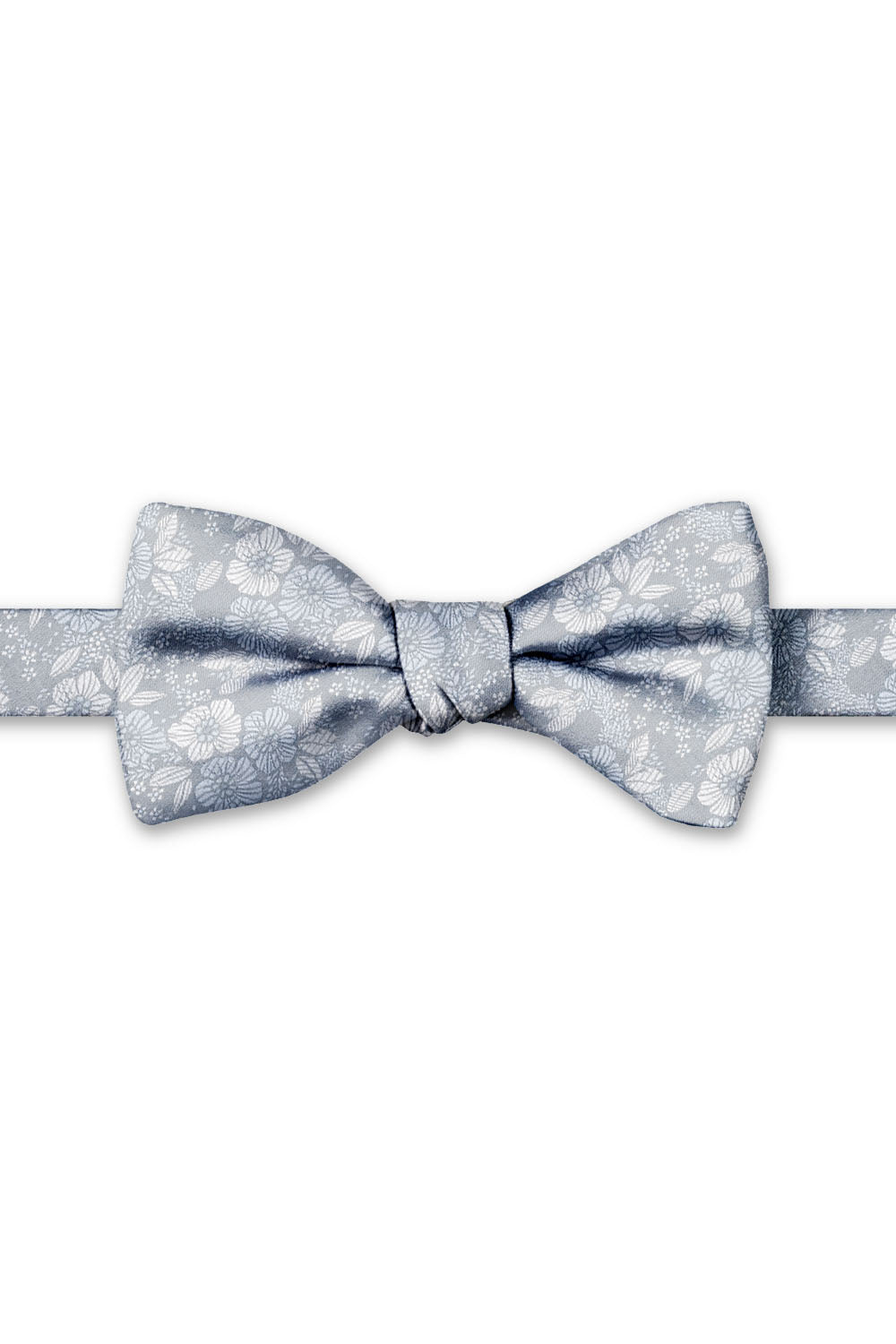 Bridal Blue Blossom Floral Hand Knot Banded Bow Tie - pre-tied bow tie, front view