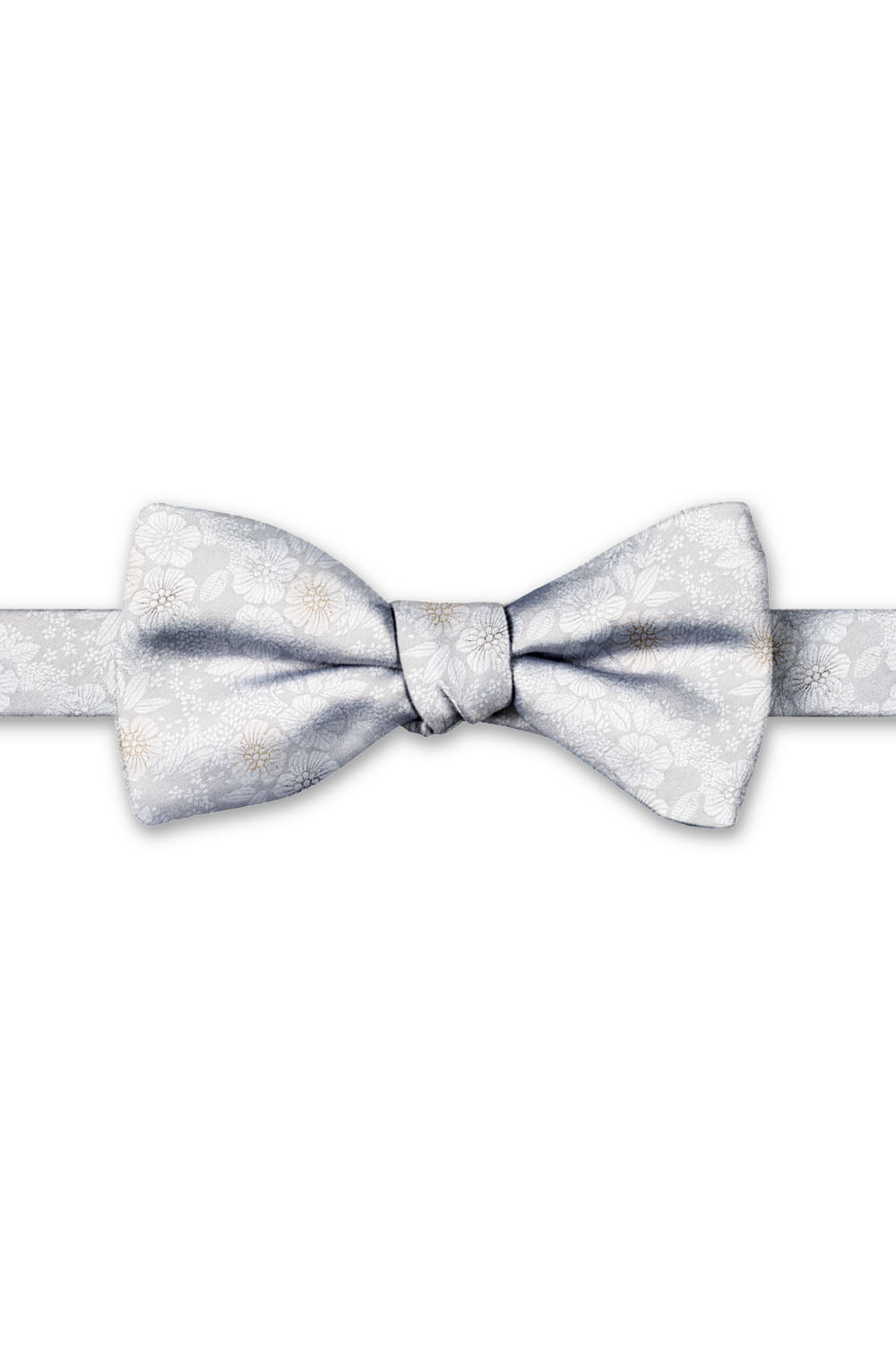 Bridal Ivory Blossom Floral Hand Knot Banded Bow Tie - pre-tied bow tie, front view