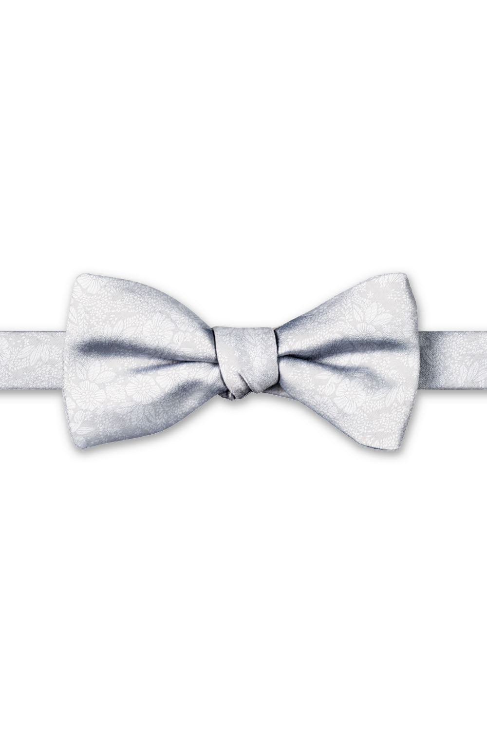Bridal White Blossom Floral Hand Knot Banded Bow Tie - pre-tied bow tie, front view