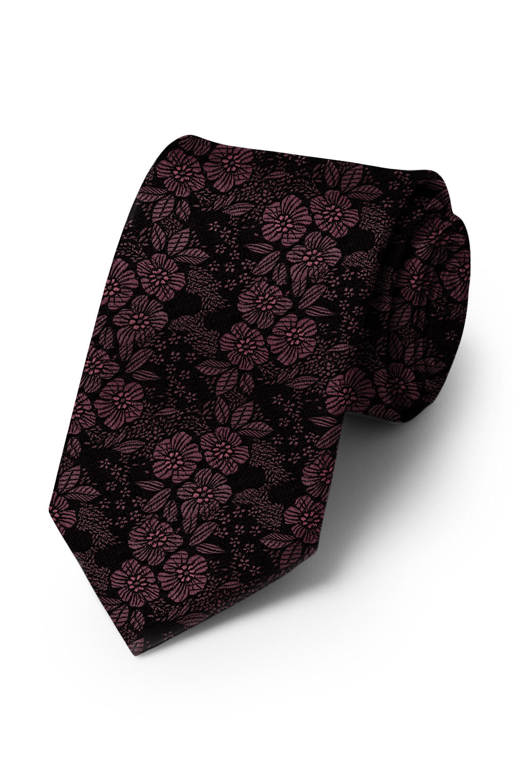 Ted Stanford Burgundy Blossom Floral Necktie