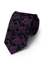 Ted Stanford Charcoal & Wildberry Blossom Floral Necktie