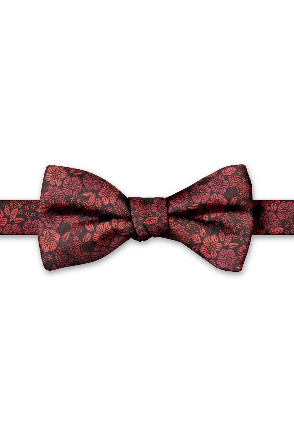 Chianti Blossom Floral Hand Knot Banded Bow Tie - pre-tied bow tie, front view