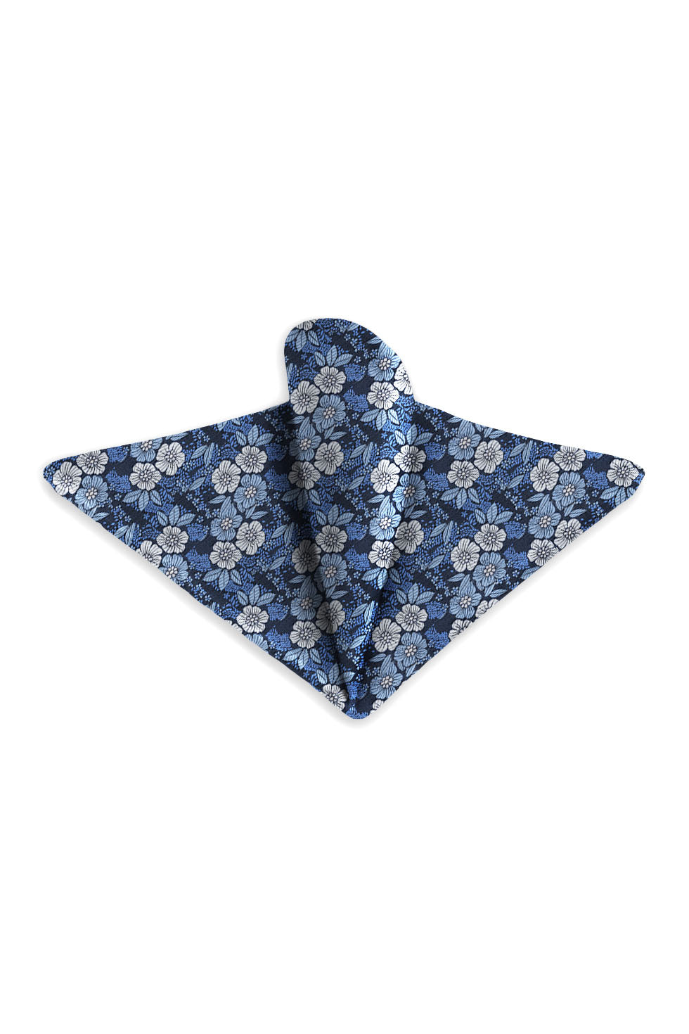 Ted Stanford Cobalt Blossom Floral Pocket Square