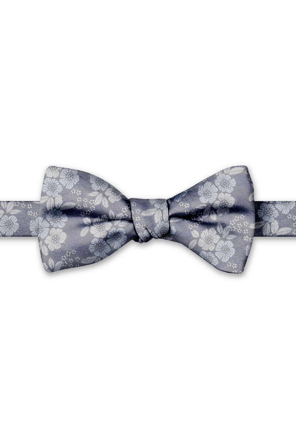 Dark Greige Blossom Floral Hand Knot Banded Bow Tie - pre-tied bow tie, front view