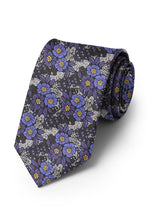 Ted Stanford Dark Grey & Purple Blossom Floral Necktie