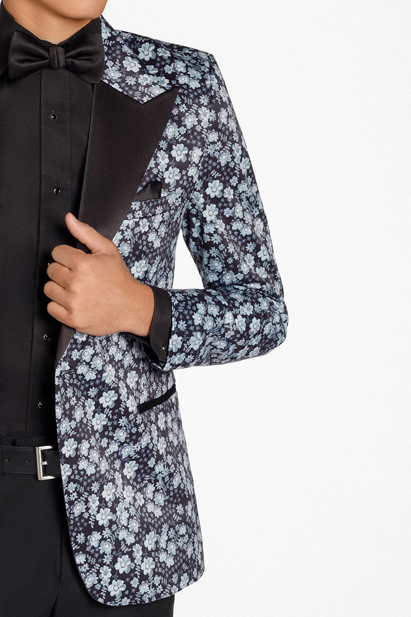 Ted Stanford "Floral Fusion" Dark Grey Peak Tuxedo Jacket (Separates)