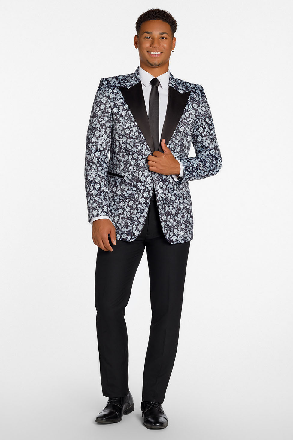Ted Stanford "Floral Fusion" Dark Grey Peak Tuxedo Jacket (Separates)