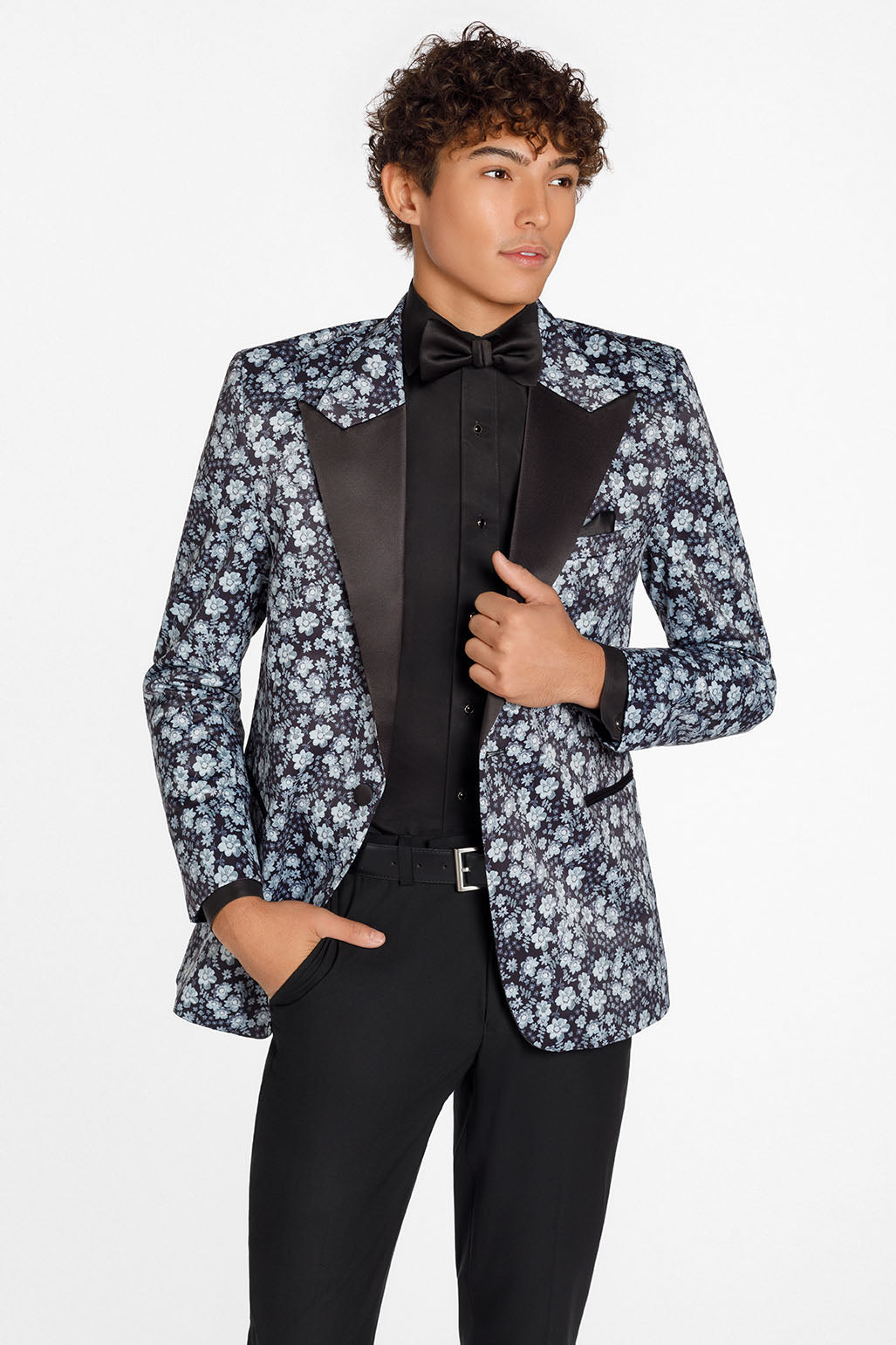 Ted Stanford "Floral Fusion" Dark Grey Peak Tuxedo Jacket (Separates)