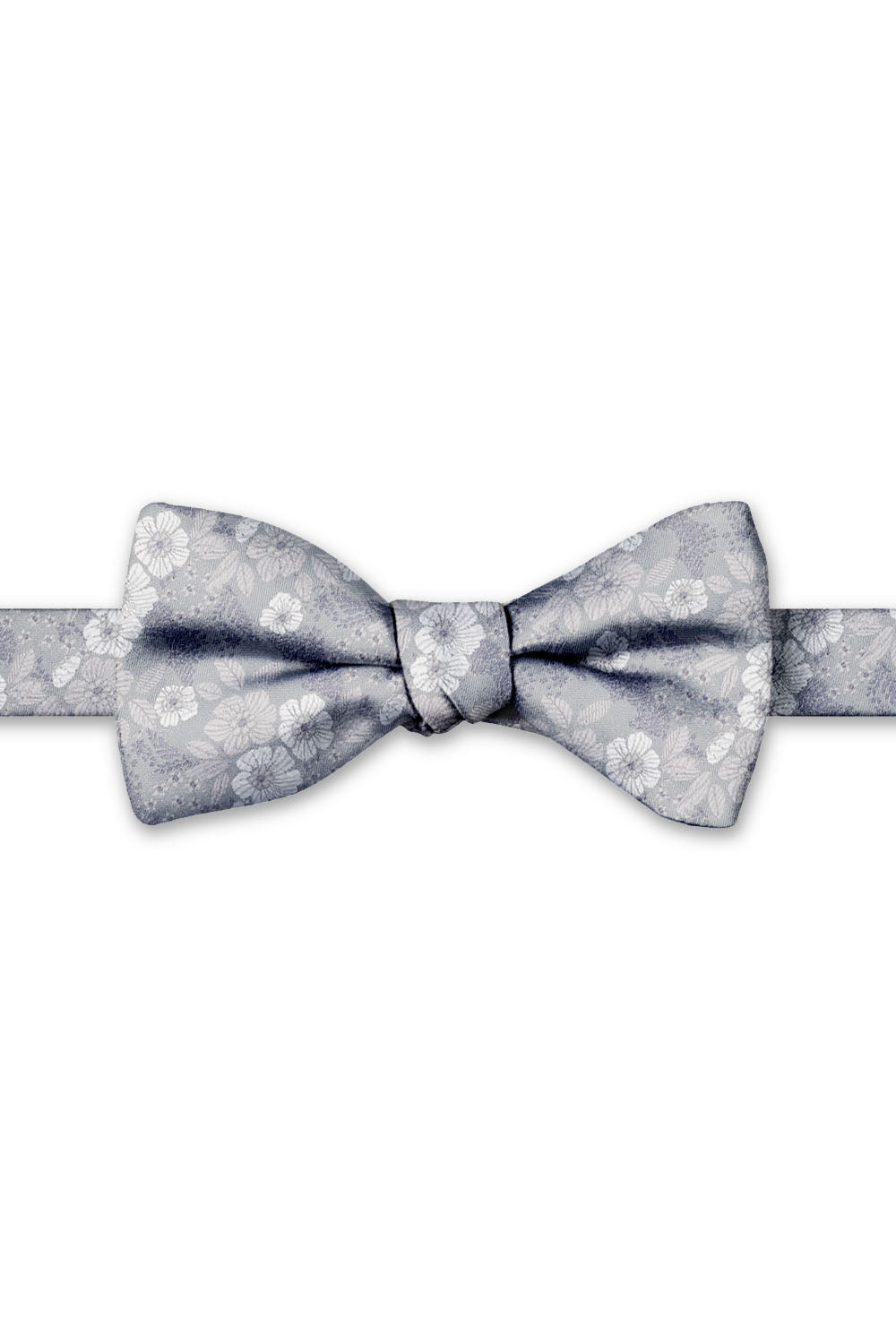 Heather Blossom Floral Hand Knot Banded Bow Tie - pre-tied bow tie, front view