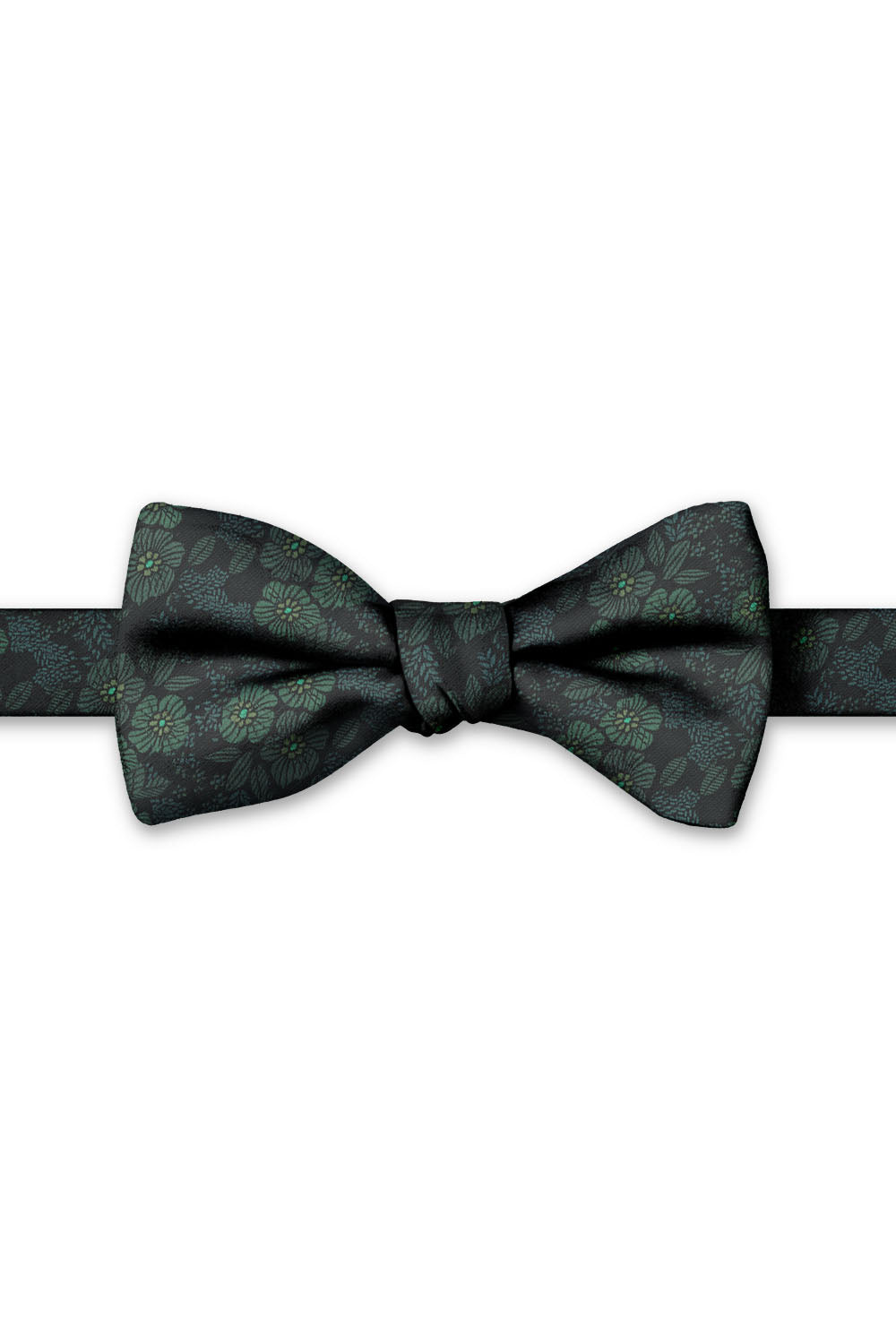 Hunter Blossom Floral Hand Knot Banded Bow Tie - pre-tied bow tie, front view