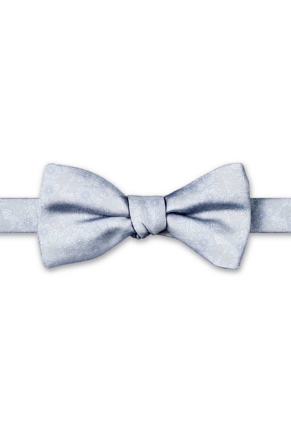 Light Blue Blossom Floral Hand Knot Banded Bow Tie - pre-tied bow tie, front view