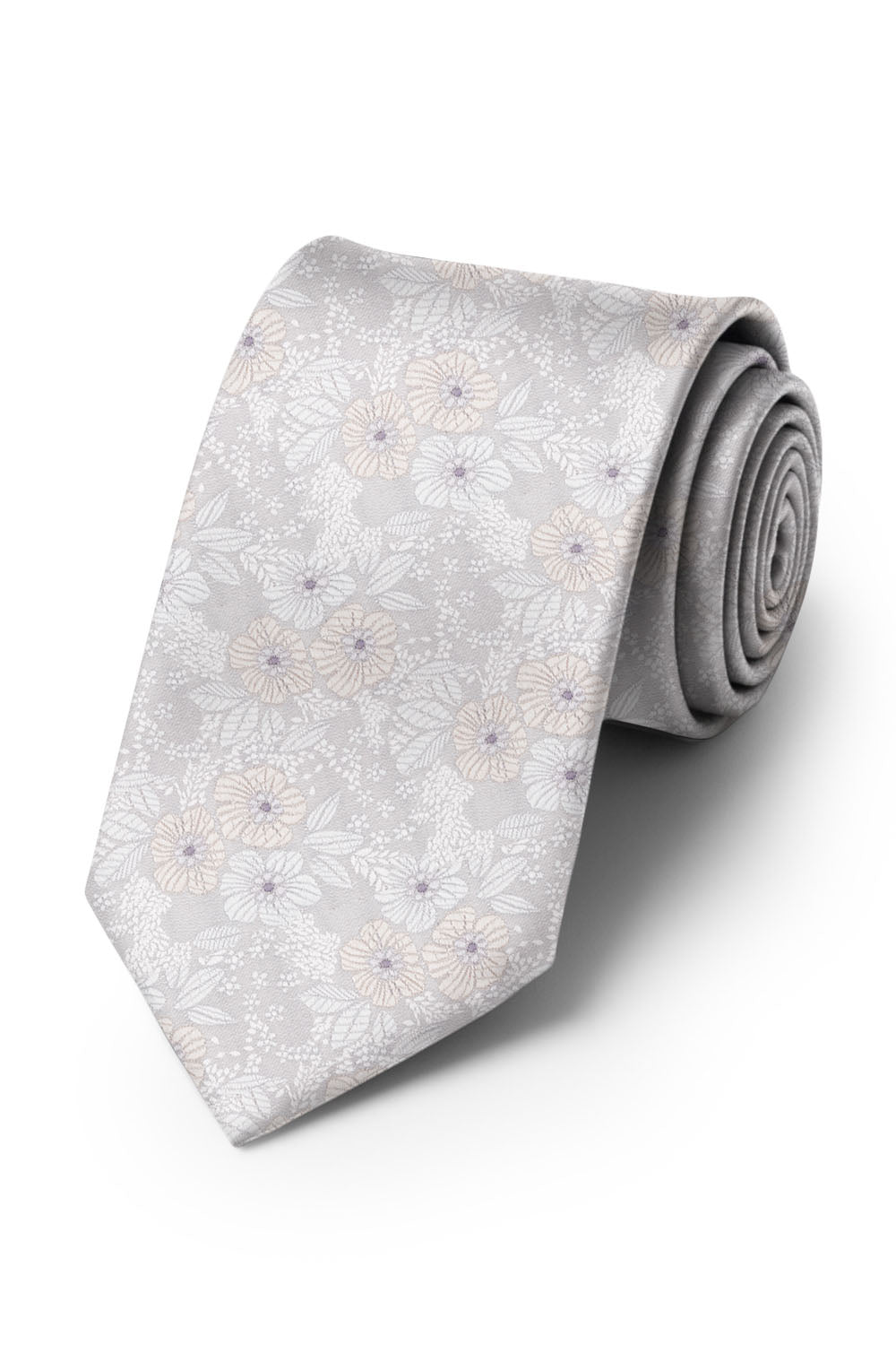 Ted Stanford Light Greige Blossom Floral Necktie