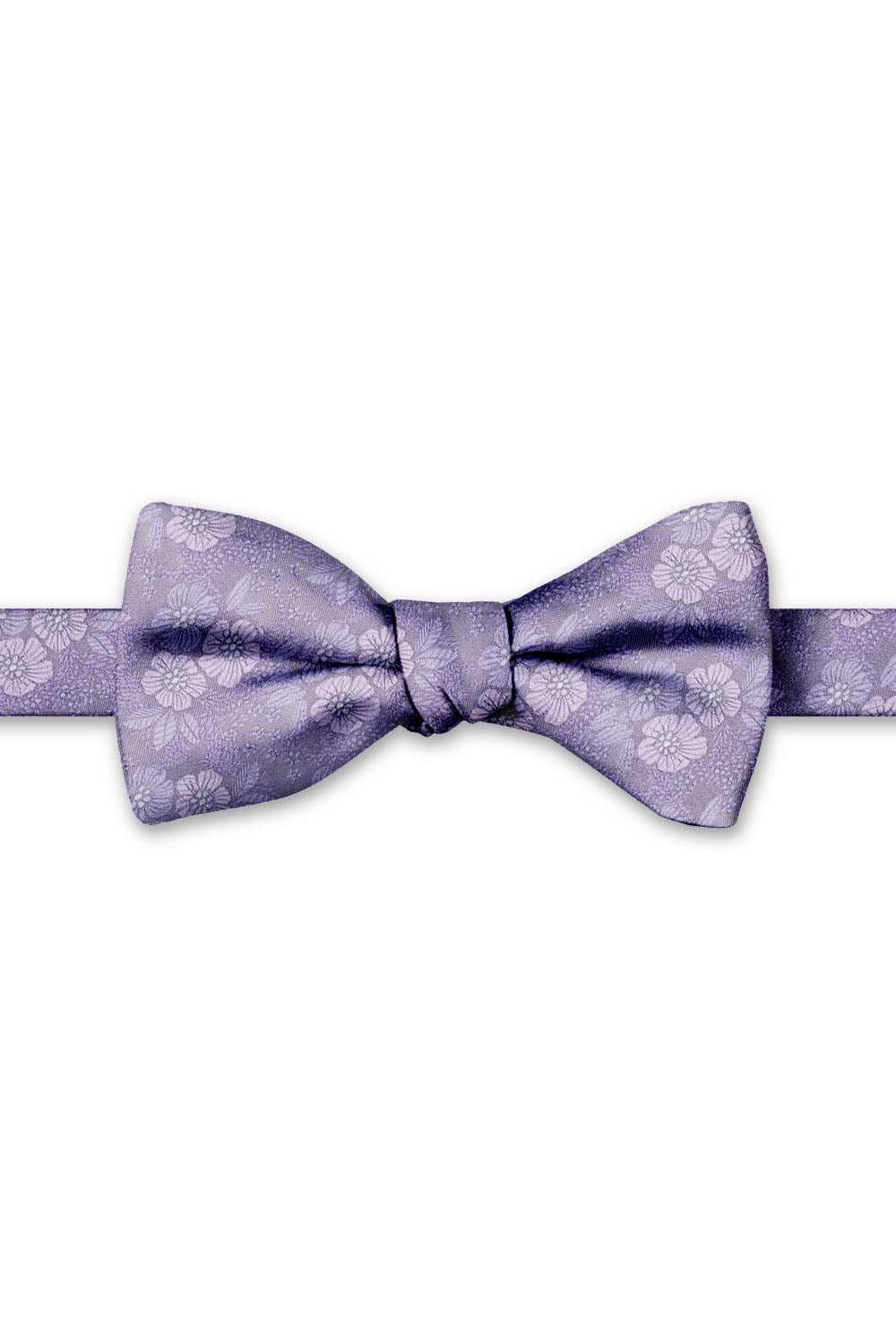 Lilac Blossom Floral Hand Knot Banded Bow Tie - pre-tied bow tie, front view