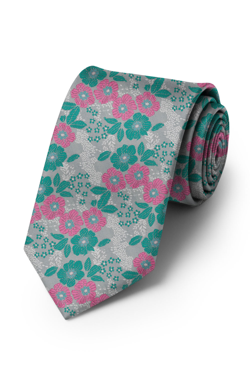 Ted Stanford Pink & Green Blossom Floral Necktie
