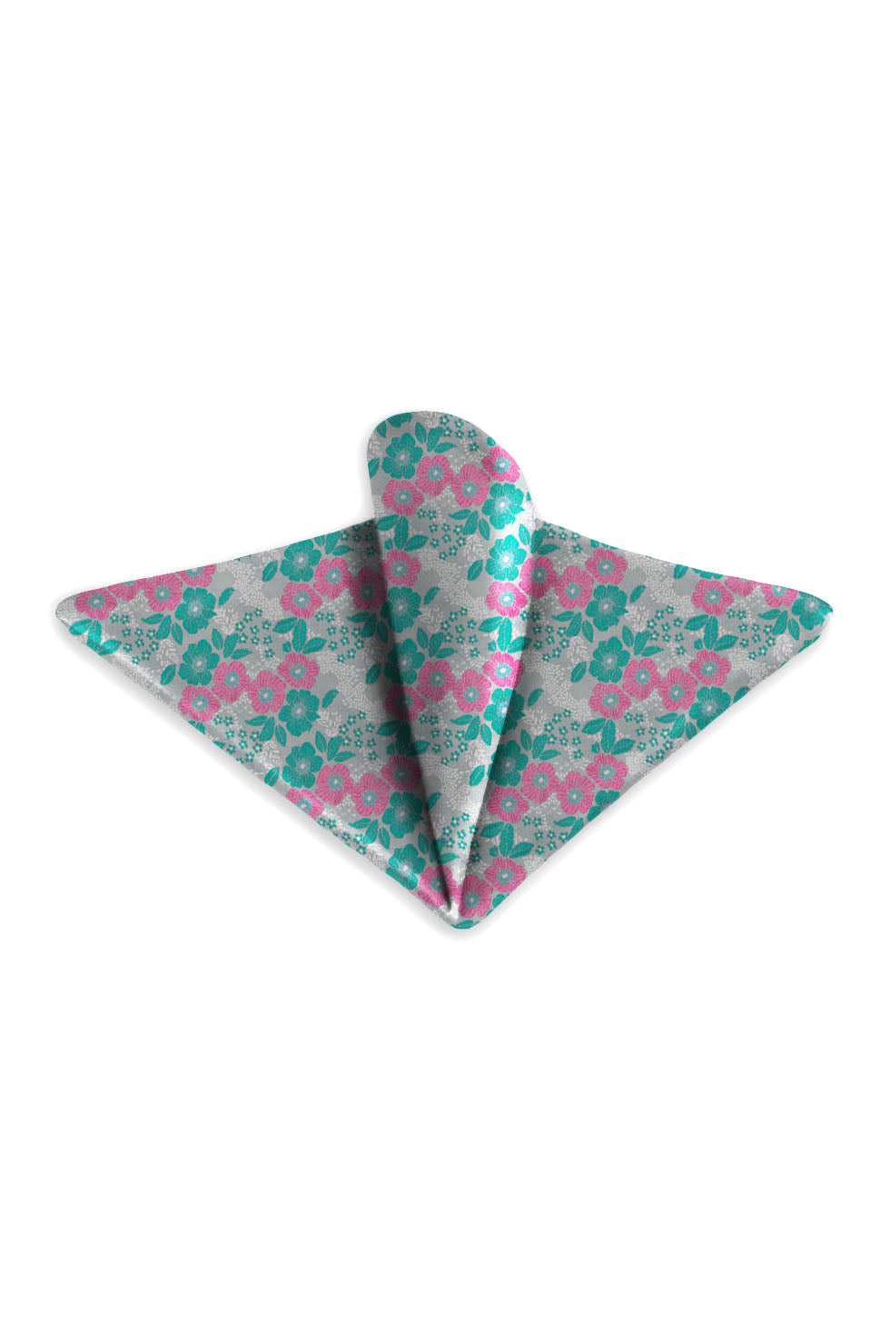 Ted Stanford Pink & Green Blossom Floral Pocket Square