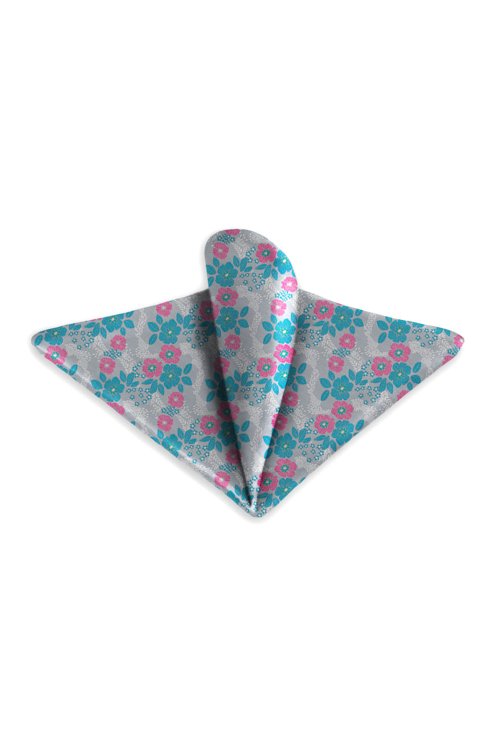 Ted Stanford Pink & Turquoise Blossom Floral Pocket Square