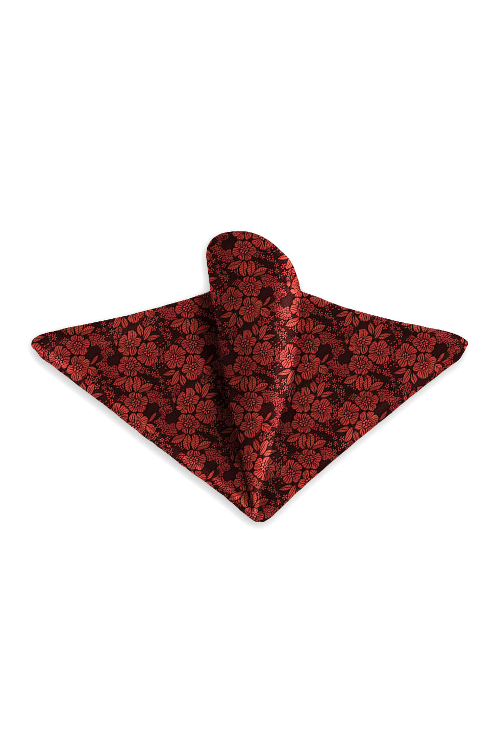 Ted Stanford Red Blossom Floral Pocket Square