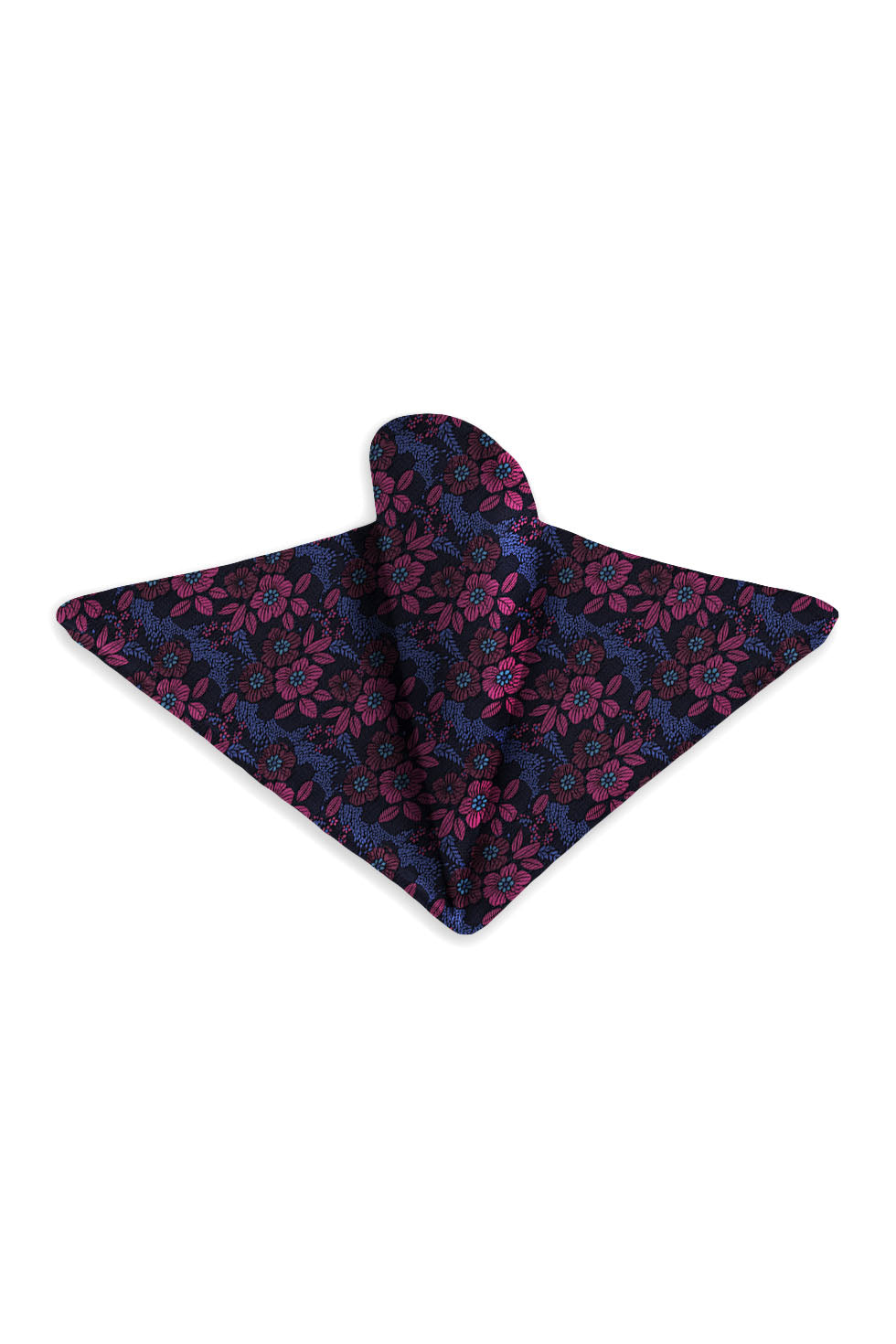 Ted Stanford Royal & Fuchsia Blossom Floral Pocket Square
