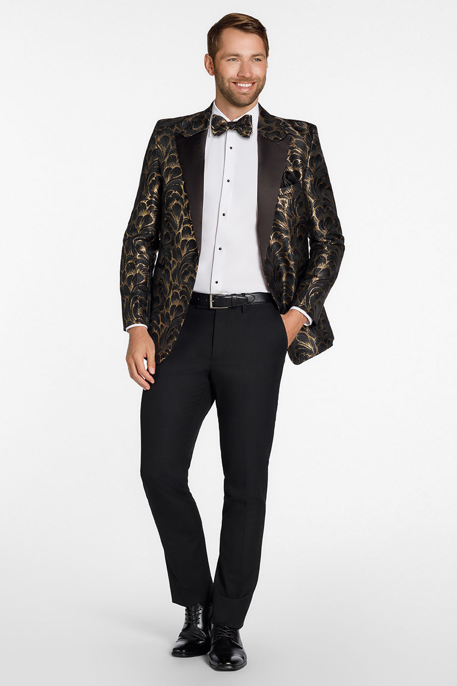 Ted Stanford "Savannah" Black & Gold Peak Tuxedo Jacket (Separates)