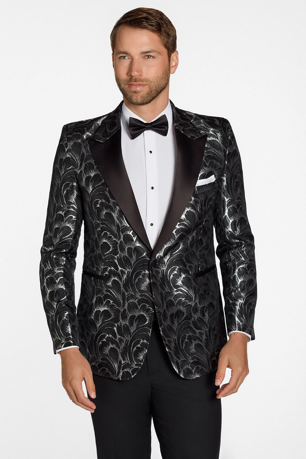 Ted Stanford "Savannah" Black & Silver Peak Tuxedo Jacket (Separates)