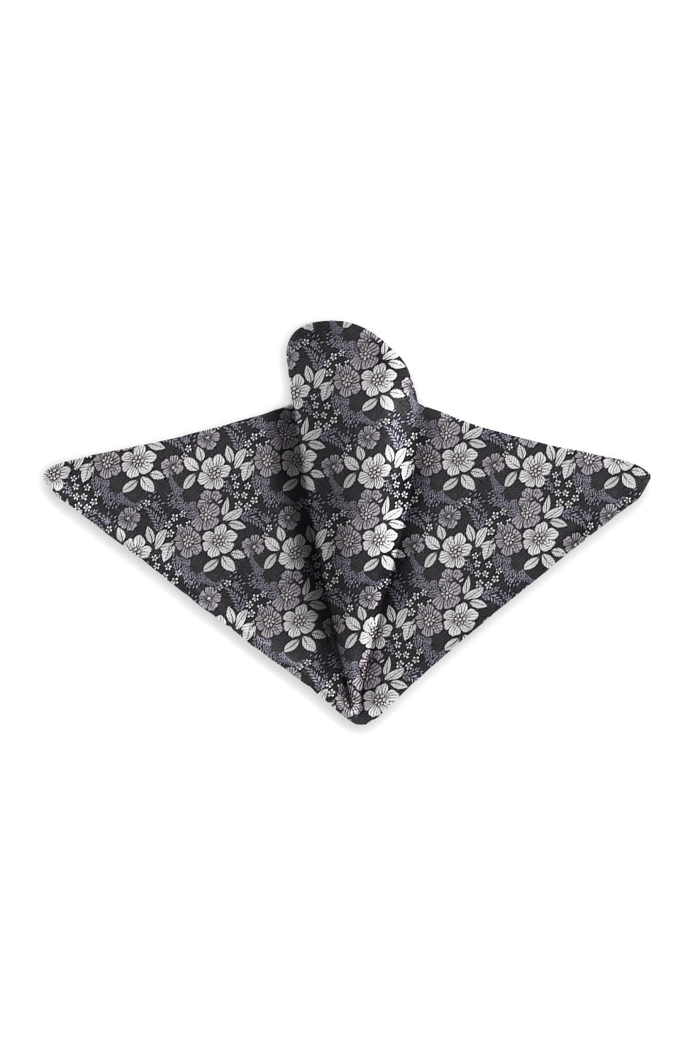 Ted Stanford Steel Blossom Floral Pocket Square