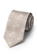 Ted Stanford Taupe & Golden Blossom Floral Necktie
