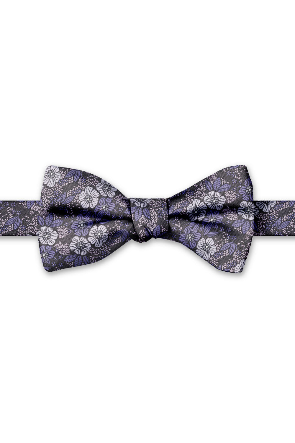Twilight Blossom Floral Hand Knot Banded Bow Tie - pre-tied bow tie, front view