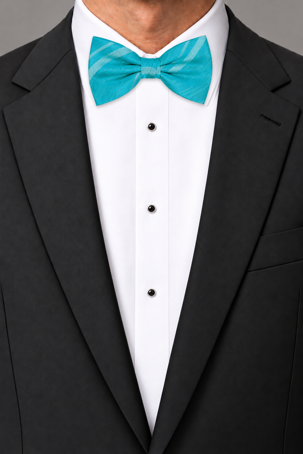 Cardi Turquoise Striped Satin Bow Tie