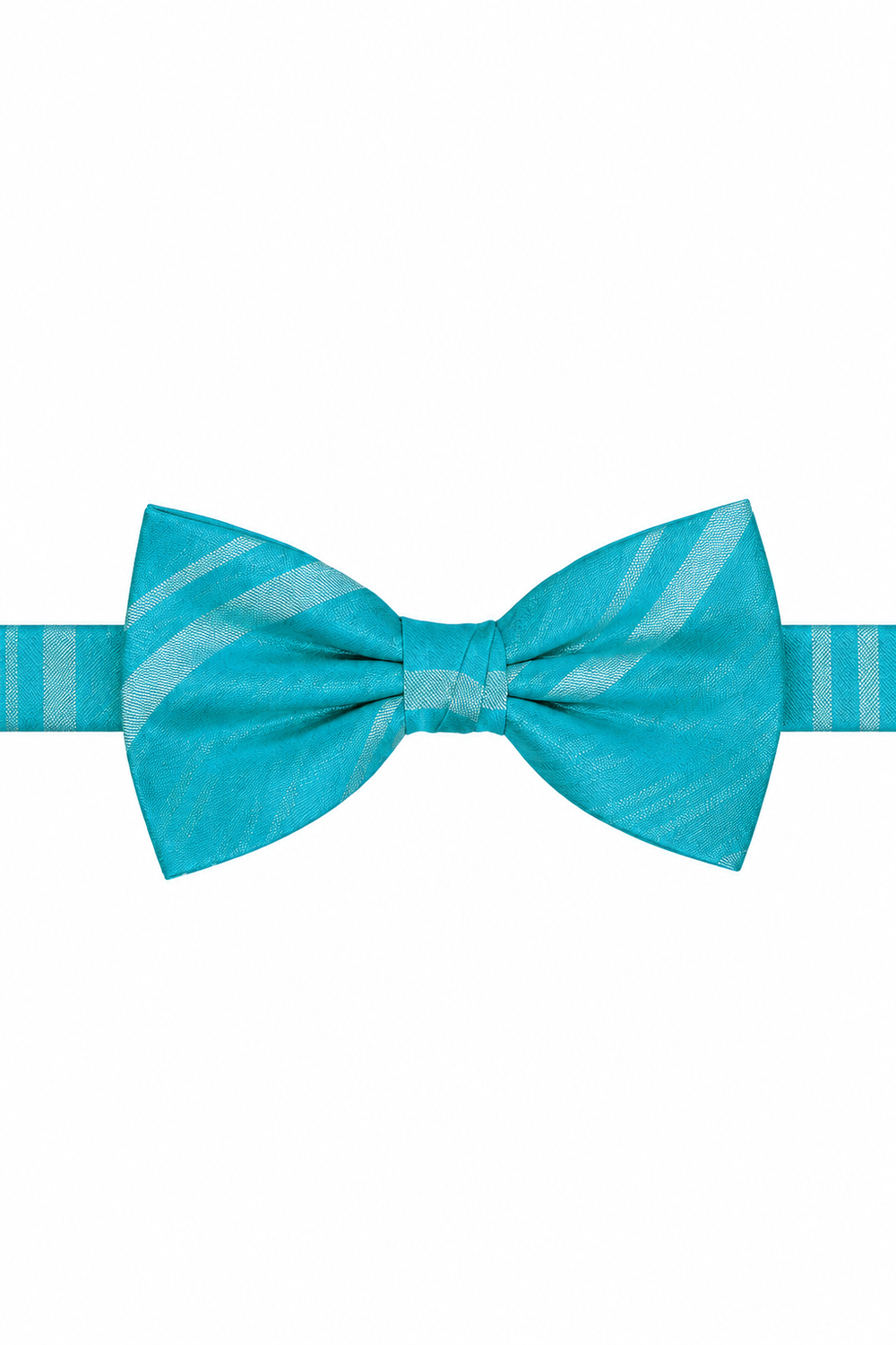 Cardi Pre-Tied Turquoise Striped Satin Bow Tie