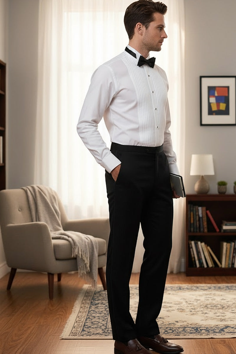 BLACKTIE "Washington" Black Stretch Blend Tuxedo Pants