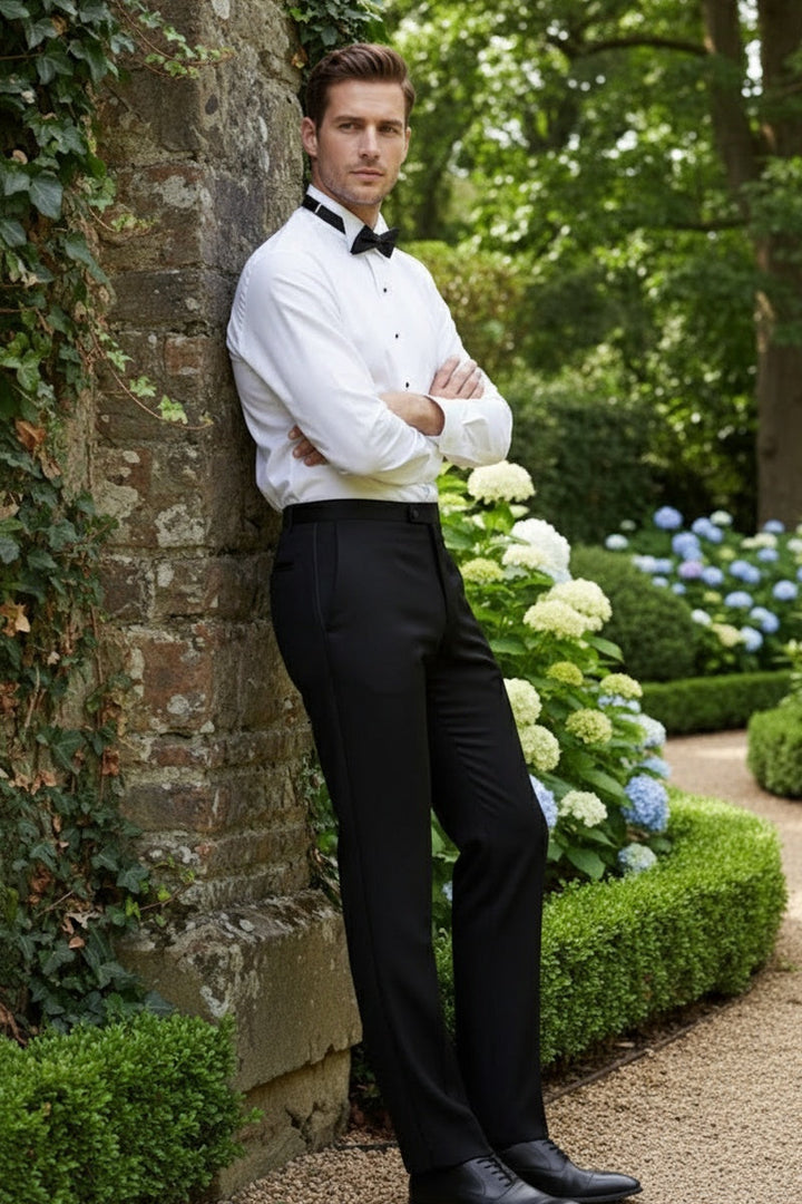 black dress pants for wedding Tailored Fit Black Linen Dress Trousers