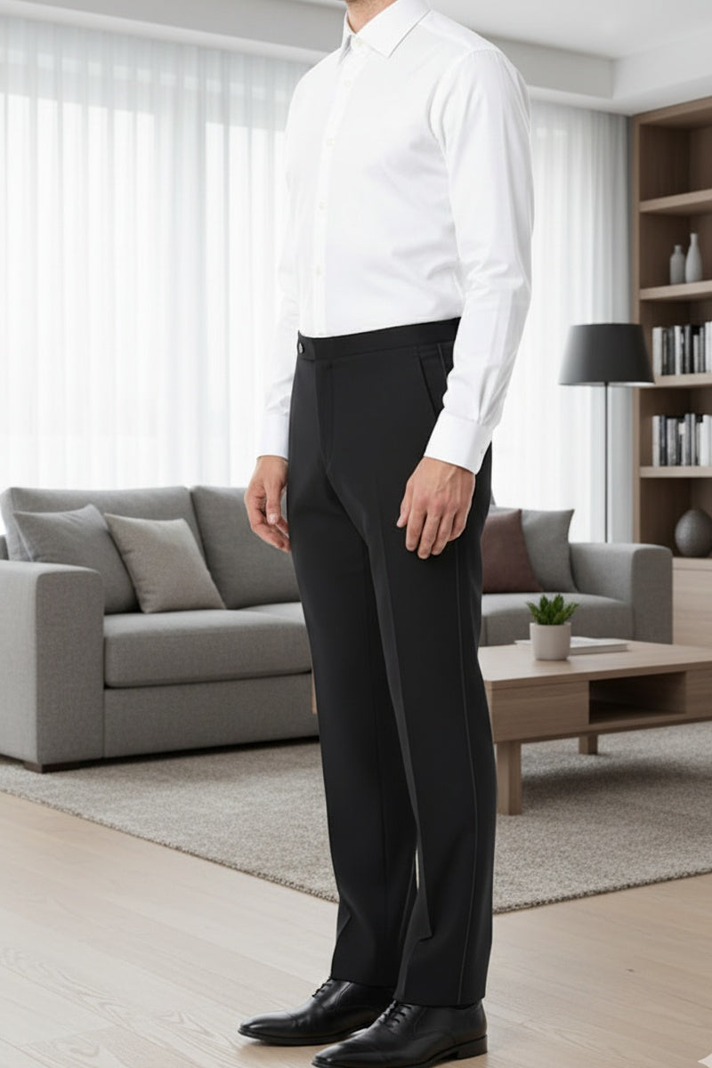 BLACKTIE "Washington" Black Stretch Blend Tuxedo Pants