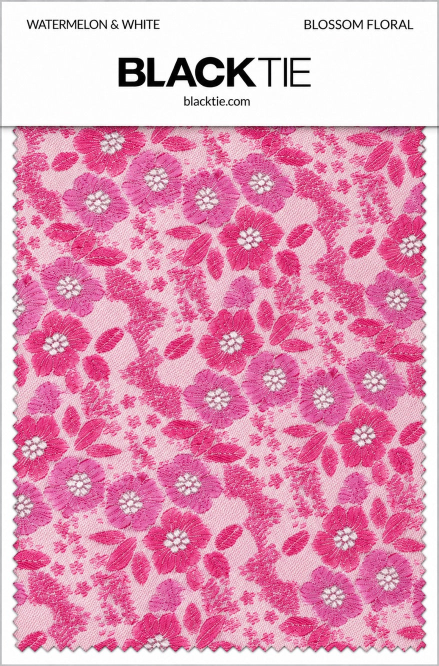 Ted Stanford Watermelon & White Blossom Floral Necktie